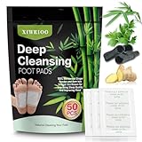 XIWEIOO 50 Pack Foot PadsNatural Ginger Wormwood Bamboo Vinegar Foot Care Patch for Better Sleep Set Relaxing For You Muscles Kit Message Deep Cleansing Ginger Oil & Bamboo Charcoal Premium