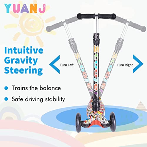 Yuanj Scooter Kinderroller, Dreiradscooter für Mädchen und Jungen 3-13 Jahre alt, Höhenverstellbarer Kickscooter mit… – Bild 6