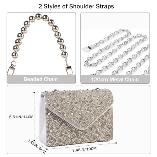 Image of Rhinestone Clutch Purse for Women, Sparkly Evening Handbag | V-shape Decoration, Glitter Finish, Converts to Crossbody & Shoulder Bag, Ideal for Wedding Party Prom & Formal Events
