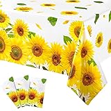 Breling Sunflower Wood Grain Tablecloth Plastic Rustic Sunflower Tablecloth Vintage Wood Grain Table Covers for Indoor Outdoor Birthday Party Decorations Supplies, 54 x 108 Inch()