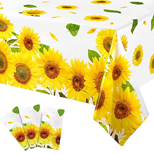 Breling Sunflower Wood Grain Tablecloth Plastic Rustic Sunflower Tablecloth Vintage Wood Grain Table Covers for Indoor Outdoor Birthday Party Decorations Supplies, 54 x 108 Inch()