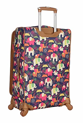 Lily Bloom Luggage 24" Expandable Design Pattern Suitcase With Spinner Wheels For Woman (24in, Elephant Rain)2