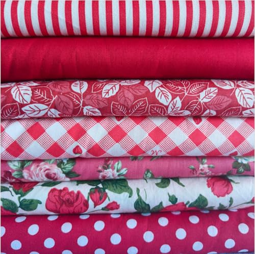 7PCS 9.8" x 9.8"(25 * 25CM) Quilting Fat Quarters Fabric