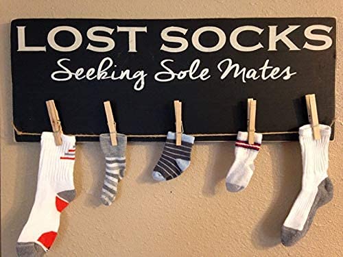 Encounter168 Lost Socks Seeking Sole Mates. Laundry Room Vintage Farmhouse Wood Pine Sign