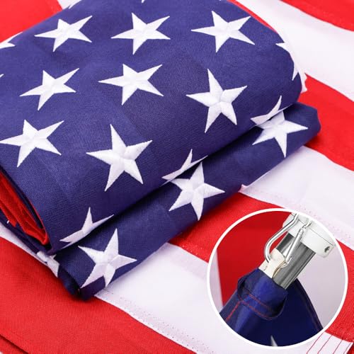 American Flag For Outside 3x5 Ft Pole Sleeve Banner Style-TearProof Series USA Outdoor Flags Heavy Duty Durable Longest Lasting Spun Polyester Embroidered Stars Sewn Stripes Water Resistant High Wind US Outdoor Indoor Flags