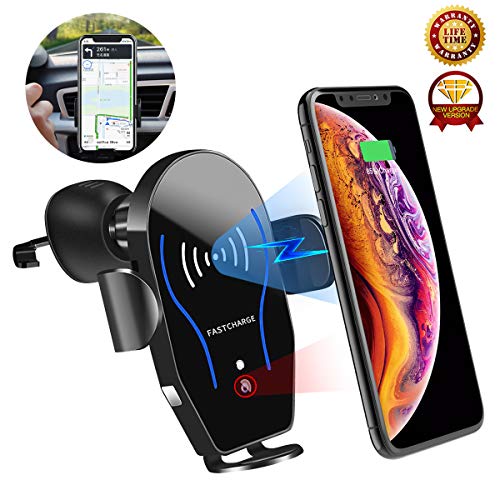 Wireless Car Charger, Fast Charge Dashboard& Air Vent Mount(Infrared-sensing), Wireless Charging Phone Mount Compatible with iPhone X/XR/XS Max/8+/Samsung Galaxy S10/S10+/S9 Plus/Note10 Pro(Qi-Enable)