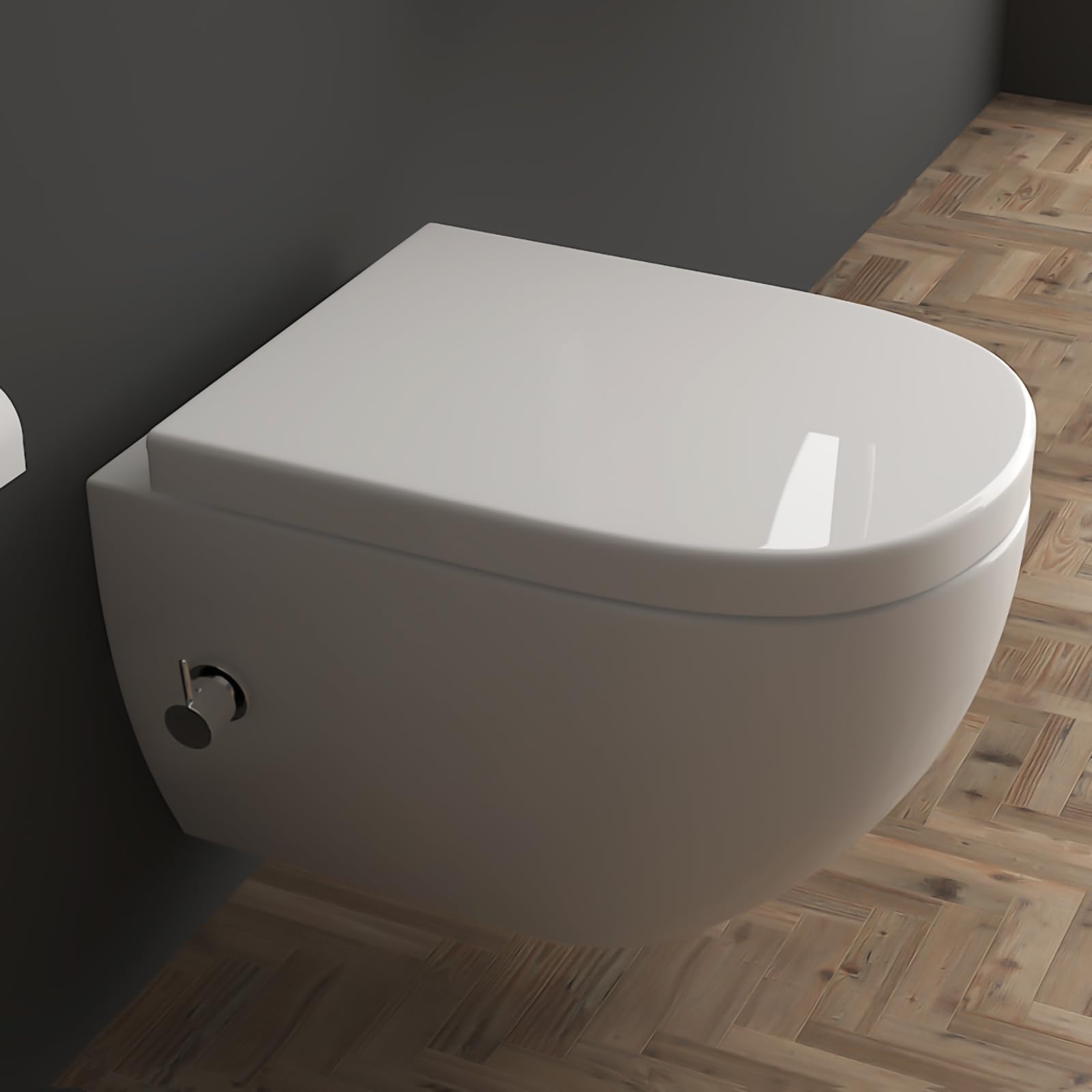 Alpenberger WC Spülrandlos | Toilette mit Bidet Funktion | Dusch WC Set | Hänge WC mit Schallschutz & Armatur | Toilettendeckel mit Absenkautomatik | Passend Geberit