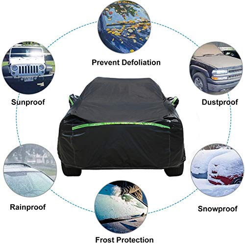 Image of BORDAN Waterproof Car Cover for Wrangler 1987-2023, Black Car Covers Snowproof All Weather Protection, Full Car Cover for Wrangler JK, JL, CJ, YJ, TJ (4 Doors)
