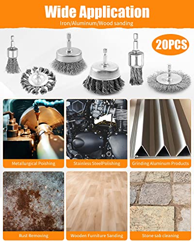 Image of 20 Pcs Wire Wheel for Drill, Heavy Duty Wire Brush for Drill