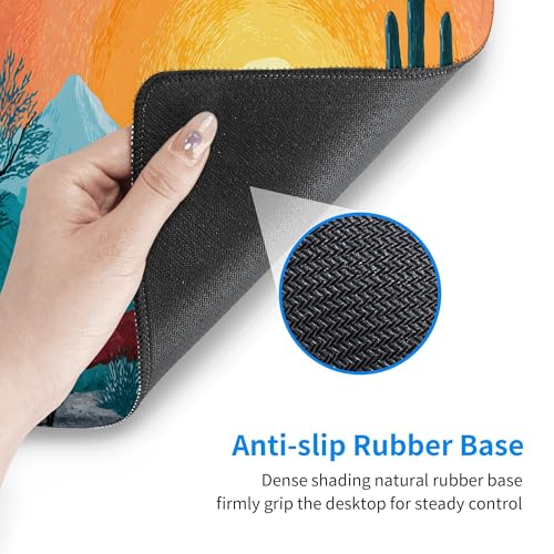 Image of Sunset Cactus Mountain Extended Gaming Mouse Pad, with Stitched Edges Large Mouse Pad Desk Protector, Rubber Base Mousepad Keyboard Mouses Mat for Work Game Office Home- 32 inch X 12 inch Inch,E644