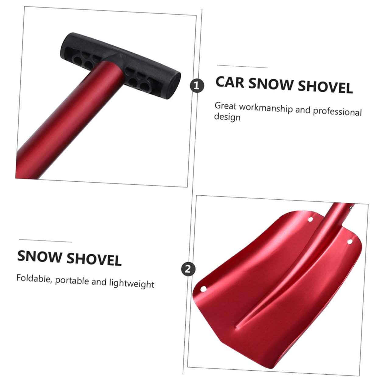 Pelle à Neige Pliante pour Voiture en Alliage D'aluminium, Grattoir à Glace, Légère et Compacte pour Déneigement Hivernal