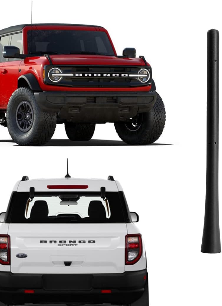 Short AM FM Radio Antenna Compatible with Ford Bronco Full Size and Sport 2021 2022 2023 2024, Good Reception, Car Wash Proof, Black 7 Inch, for 2021 2022 2023 2024 Ford Bronco Accessories