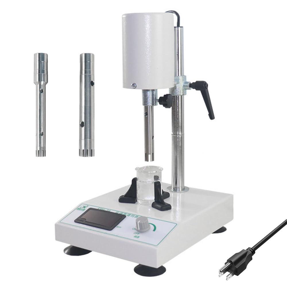 FSH-2A Homogenizer, 5-1000ml Homogenizer Emulsifier, Max. 20,000RPM High Speed Homogenizer Mixer with 2X SUS304 Working Head, Magnetic Clips, Beaker for Lab School (110V)