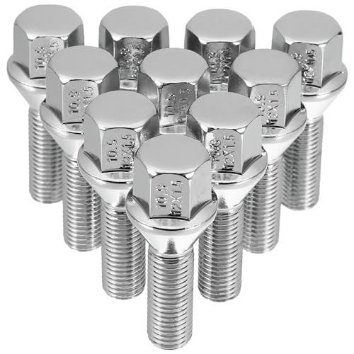 Tornillos de rueda M12 x 1,5 cónicos 60 tornillos llanta coche pernos de acero 10 uds