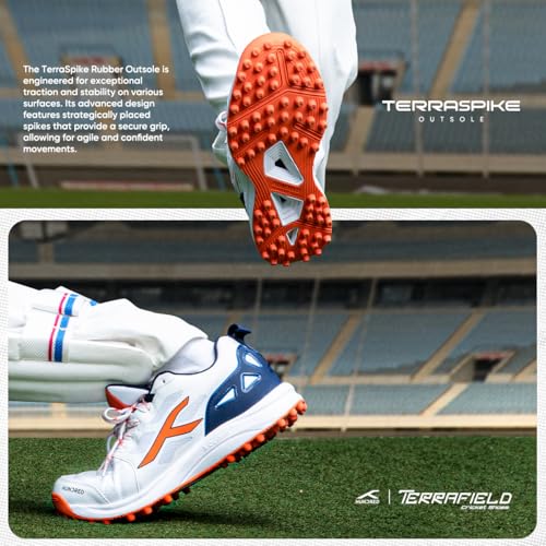 Image of Hundred TerraField Cricket Shoes | TerraSpike Rubber Studs | Embedded Support Plate for Stability | Lightweight & Durable | Ideal for Turf, Ground & Hard Surfaces | for Men