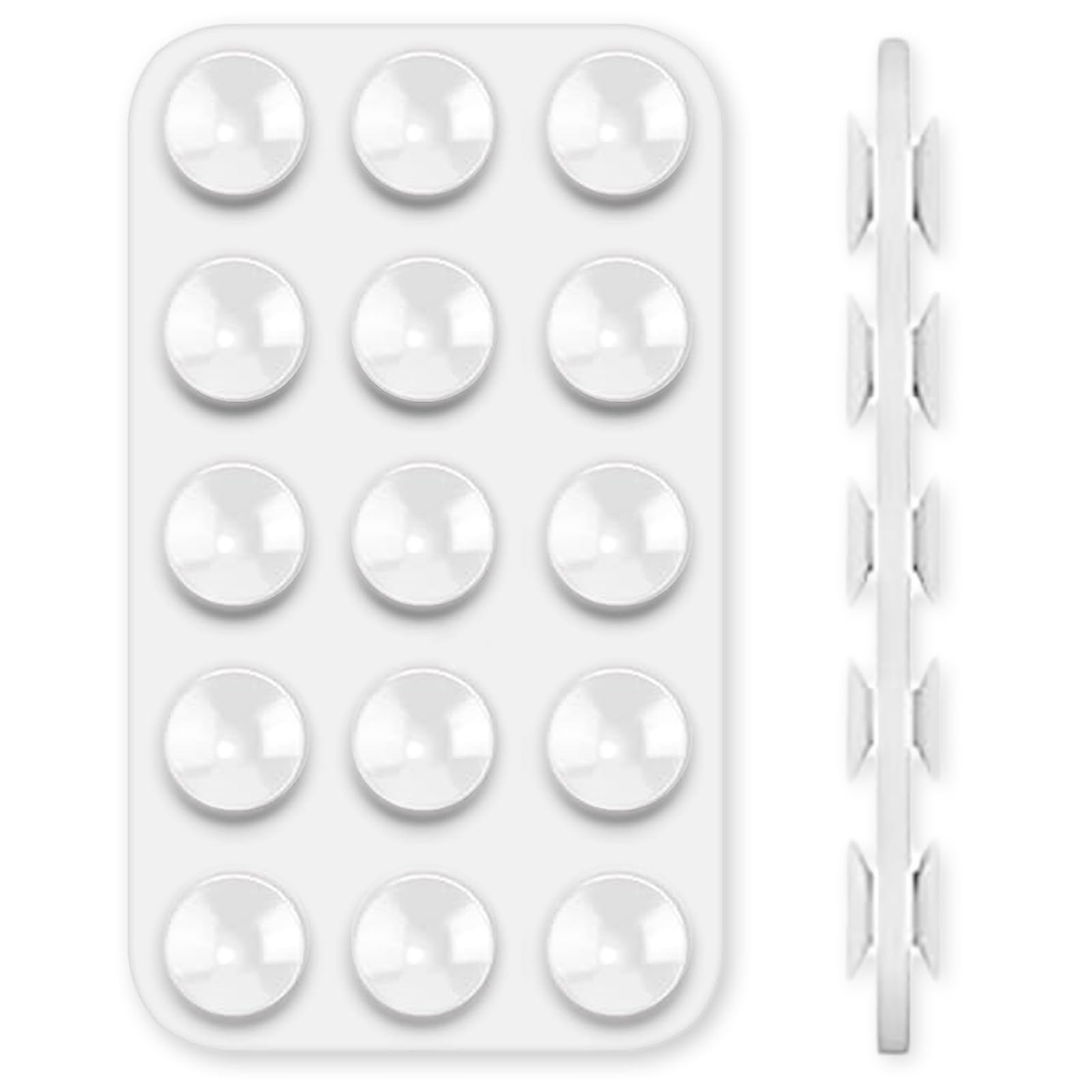 ExceLife Double-Faced Silicone Suction Phone Case Holder, Removable and Reusable Hands Free Mobile Accessory Holder for Videos and Selfies Non Slip Phone Suction Cup Mat for Mirror Bathroom (White)