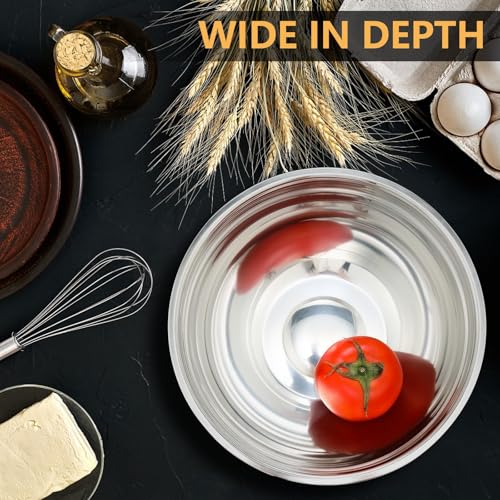 Image of hunnycook 7 Piece Mixing Bowl Set, Mixing Bowls with Lid, Stainless Steel Mixing Bowls for Baking, Size 0.7, 1.1, 1.5, 2.1, 3.5, 4, 4.5QT, Baking Bowl for Food Preparation, Mixing and Serving Foods
