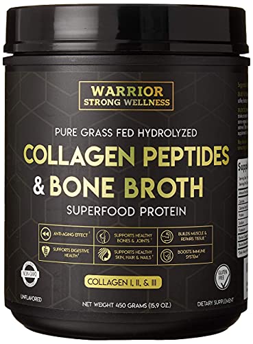 Warrior Strong Wellness Bundle: Premium Collagen Peptides Bone Broth, Multi Collagen Protein Powder, Organic Greens Powder, Ashwagandha Capsules, And Milk Frother Set For Health And Energy Boost #TOP1