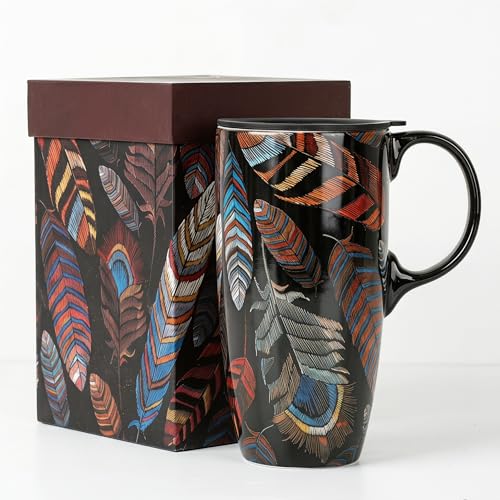 Taza de cerámica de viaje con tapa 17oz Topadorn miniatura 1