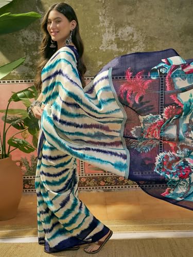 Image of SIRIL Women's Cotton Printed Saree With Unstitched Blouse Piece