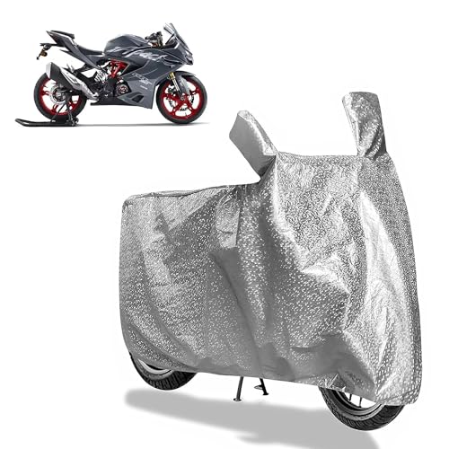 Image of Sulfar Bike Cover for TVS Apache (RR 310 (2026)) | Waterproof, Dustproof & UV Protected | All Weather Two Wheeler Cover (Silver) New 2026 Variants