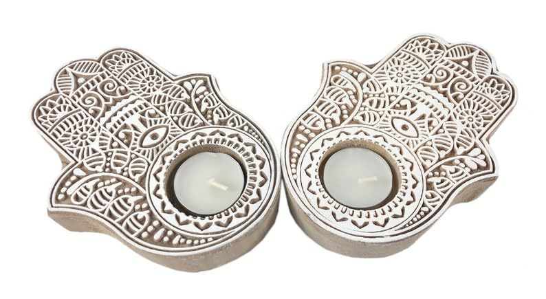 Hamsa Tea Light Holder/Luxury Candle Holder for Home Decor and Candle Light Dinner/Handcrafted by Indian Artisans/Festive Gifting Set of 2 AITL2-48-image-18