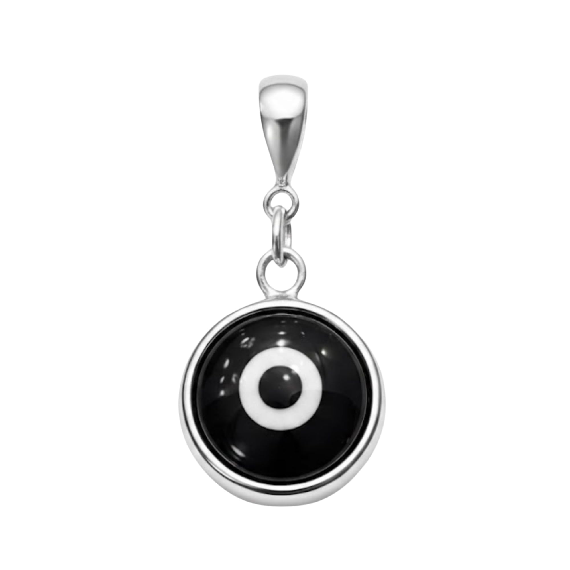Sterling Silver Black Evil Eye Turkish Nazar Pendant | Protective Amulet Charm | Minimal Silver Symbol Pendant for Unisex | 925 Hallmark Nazar Suraksha Locket-image-26