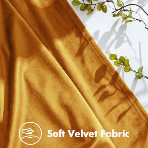 Image of MIULEE Mustard Yellow Velvet Curtains 84 inches Long, Pinch Pleated Blackout Drapes with Hooks, Thermal Insulated Pinch Pleat Panels for Bedroom Living Room, 2 Panels