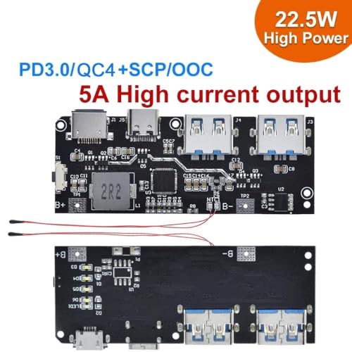 Image of UG LAND INDIA 22.5W 5-Port USB Power Bank Module Board, QC4.0 PD3.0+ Fast Charging Circuit, USB Type-C Input, Multi-Port Charging PCB for DIY Electronics & Battery Projects