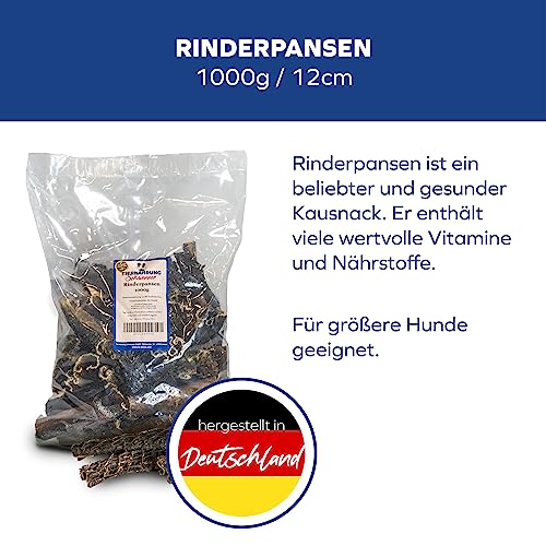 Tiernahrung Schwenner Rinderpansen für Hunde getrocknet – Dog Snacks - gesunde Kaustangen für die Hunde 1000g 12cm 3