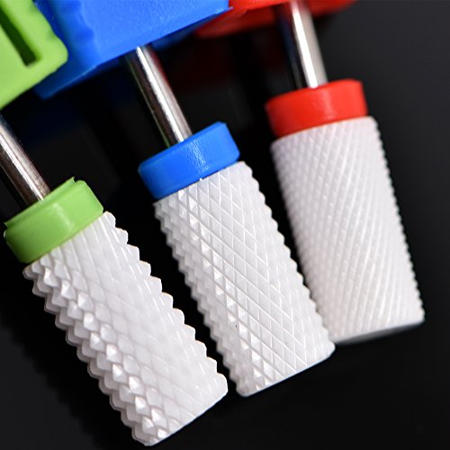 3 Pcs/Set Ceramic Nail Drill Bits Set Manicure Machine Accessories Professional Electric Nail Drill Bits For Acrylic Nails Nail Art Tools Size 3/32" (Large Barrel Top, Coarse+Medium+Fine) #TOP3