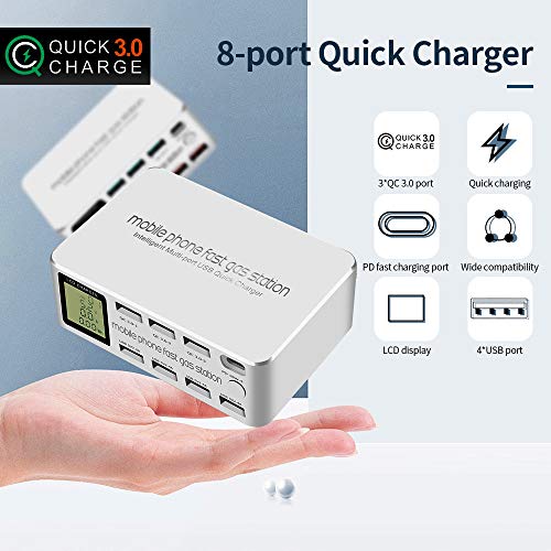 Mibee Carregador USB de várias portas Estação de carregamento de 8 portas USB QC 3.0 Carregador rápi