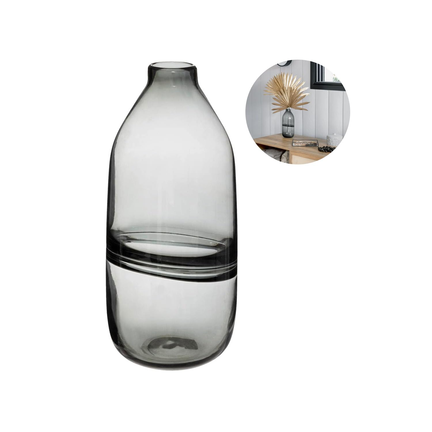 Vase pour fleurs stable grand contenant verre gris deco