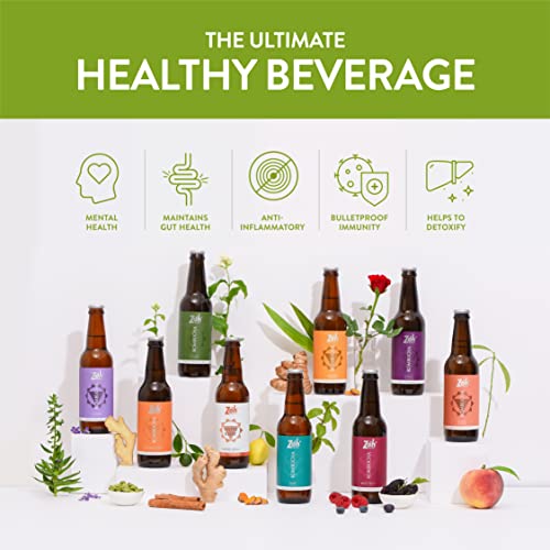 Image of Zoh Probiotics Jasmine Kombucha | Tea with detoxifying acids, and digestive enzymes. Raw, unfiltered, and unpasteurized with Mother. Made with real Jasmine flowers (330 ml, Pack of 6)