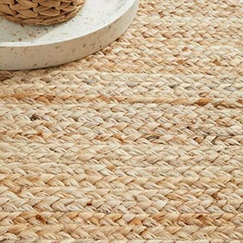 Image of Handmade Natural Jute Cotton Natural Fibers Floor /Door Mat Rugs Furnish Decor Striped Rectangular Design Carpet for Bedroom Living Room (JUTE003, 2x3-Runner)