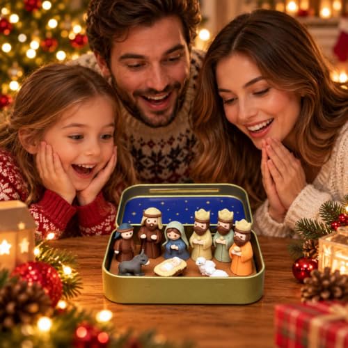 Mini Nativity Scene Set 10-Piece Pocket Size, Plastic Holy Family Figurines - image 2