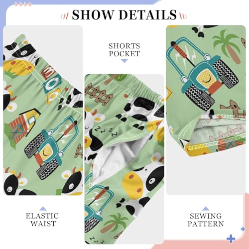 ZZXXB Lovely Sleeping Cow Boys Long Pants Soft Trousers Elastic Waist Kids Lounge Bottoms with Pockets S-XL4