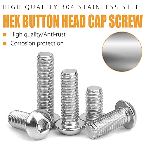 Vigrue 1/4-20 5/16-18 3/8-16 Button Head Cap Screw, Vigrue 197Pcs Sae 12 Sizes Hex Cap Bolts Flat Washers Nuts Assortment Kit Machine Screws Set thumb #3