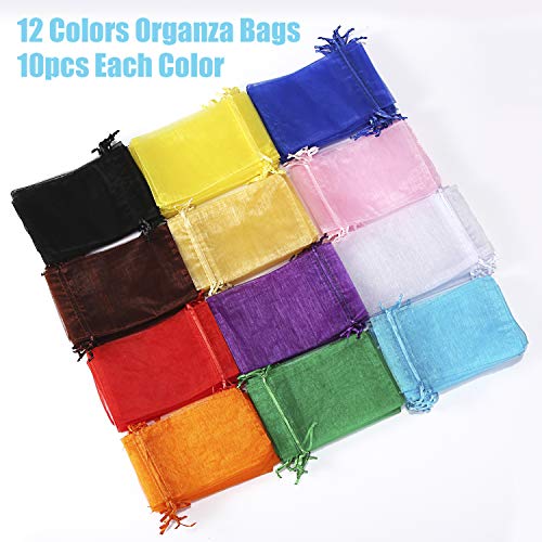 Bouraw 120Pcs Organza Bags 4x6 Inches with Drawstring, Jewelry Pouches Wedding Party Christmas Favor Gift Bags (Mixed Color)2