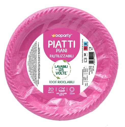 WOOPARTY Piatti piani fucsia 20pz 22cm