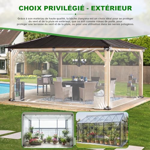 Bâche transparente avec œillets étanche et indéchirable pour l'extérieur - 7