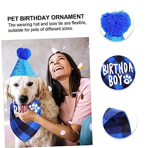 Set disfraz perro cumpleaños con gorro y bufanda azul miniatura 7