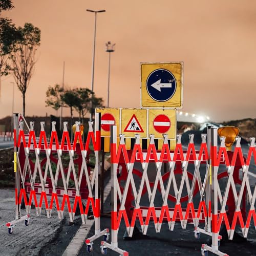 Absperrgitter baustelle, Scherensperre Rostfreie Stähle, Warnwirkung Schrankenzaun Outdoor Sperrgatter 1.2x2.5m, Absperrschere Ausziehbar Mit Abschließbare Riemenscheiben privaten gewerblichen (Rot)