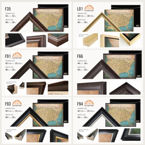 Image of DECORARTS - Oversized Personalized Push Pin Travel Map USA, Custom Name, Pin Board Canvas Wall Art, Antique Old United States Decor, Optional Wood Frame, Giclee Print, Handcrafted in USA, 40x30''