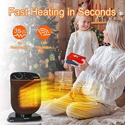 Patio Space Heater Electric Portable - Outdoor Oscillating Ceramic Fan Heater with Adjustable Thermostat, Overheat Protection, For Personal Indoor Office Desk Garage Heaters 1500W