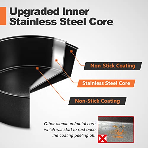 Homikit 6 Inch Cake Pan Set Of 4, Stainless Steel Nonstick Round Cake Baking Pan Mold, Metal Birthday Wedding Smash Layer Cheesecake Pans For Circle Cake Pizza Pie Tart Quiche, Healthy & Oven Safe #TOP2