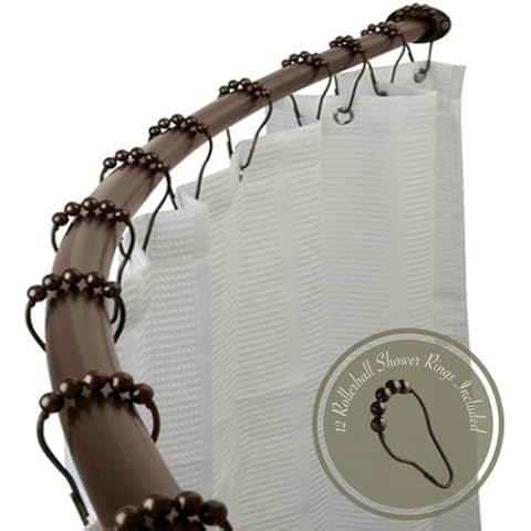 Sawan Shop Adjustable 58" - 72" Opening Curved Shower Rod and Rings Hooks Oil Rubbed Bronze Cover
