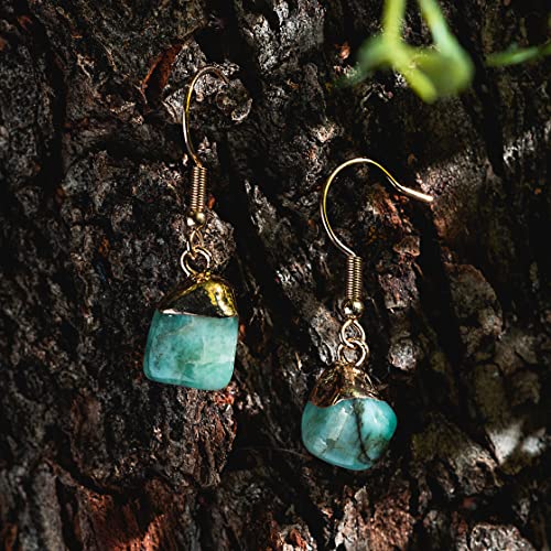Ayana Emerald Tumbled Stone Healing Crystal Earrings | Stone Of Divine Love, Unity & Harmonious Energy | Birthstone Taurus | Heart Chakra | Handmade With Ethically Sourced Raw Natural Crystal #TOP5