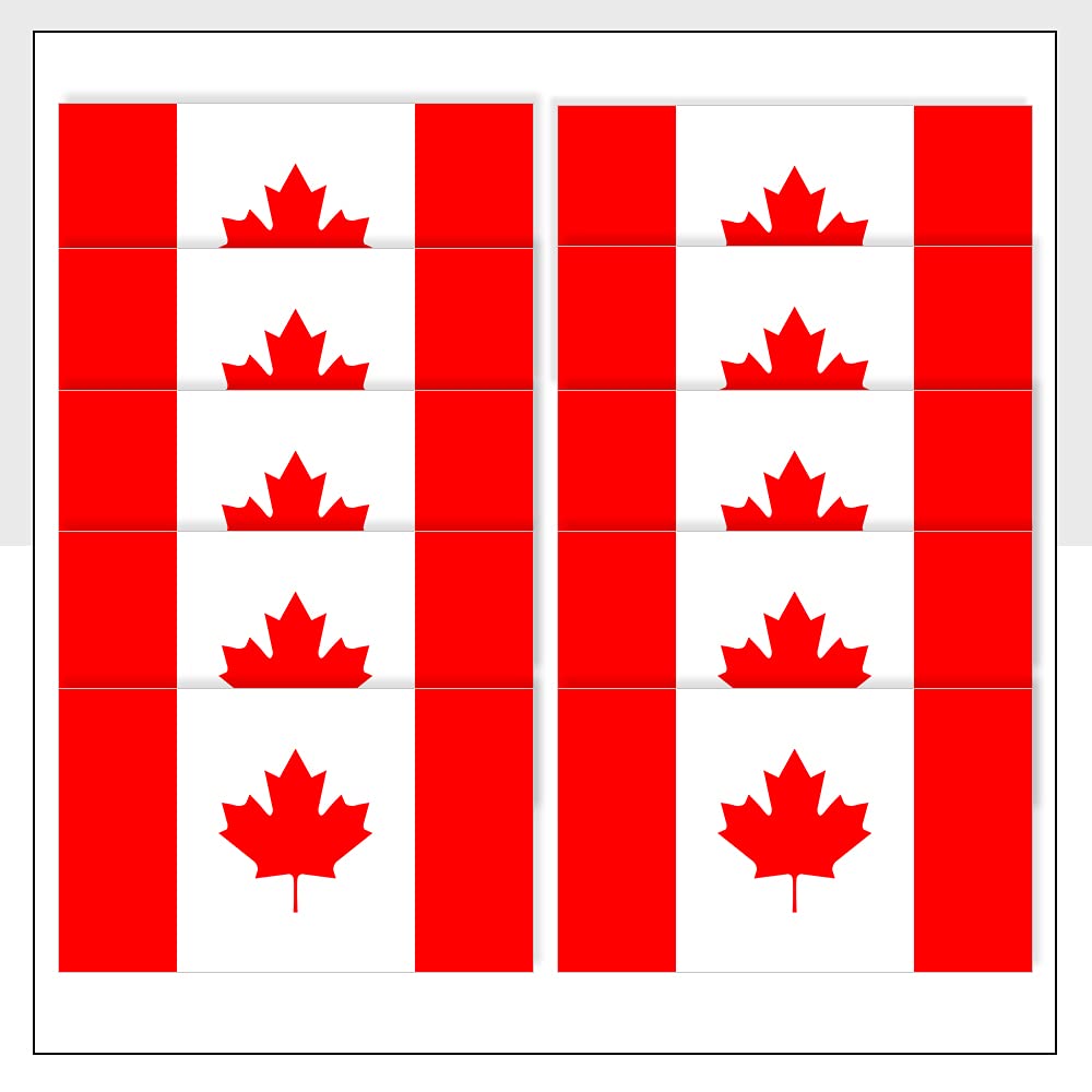 Canada Flag Laptop Sticker Pack of 10 (25 x 15mm) Waterproof CAN Labels for Van Fridge Bike Helmet Packwith® #P1102