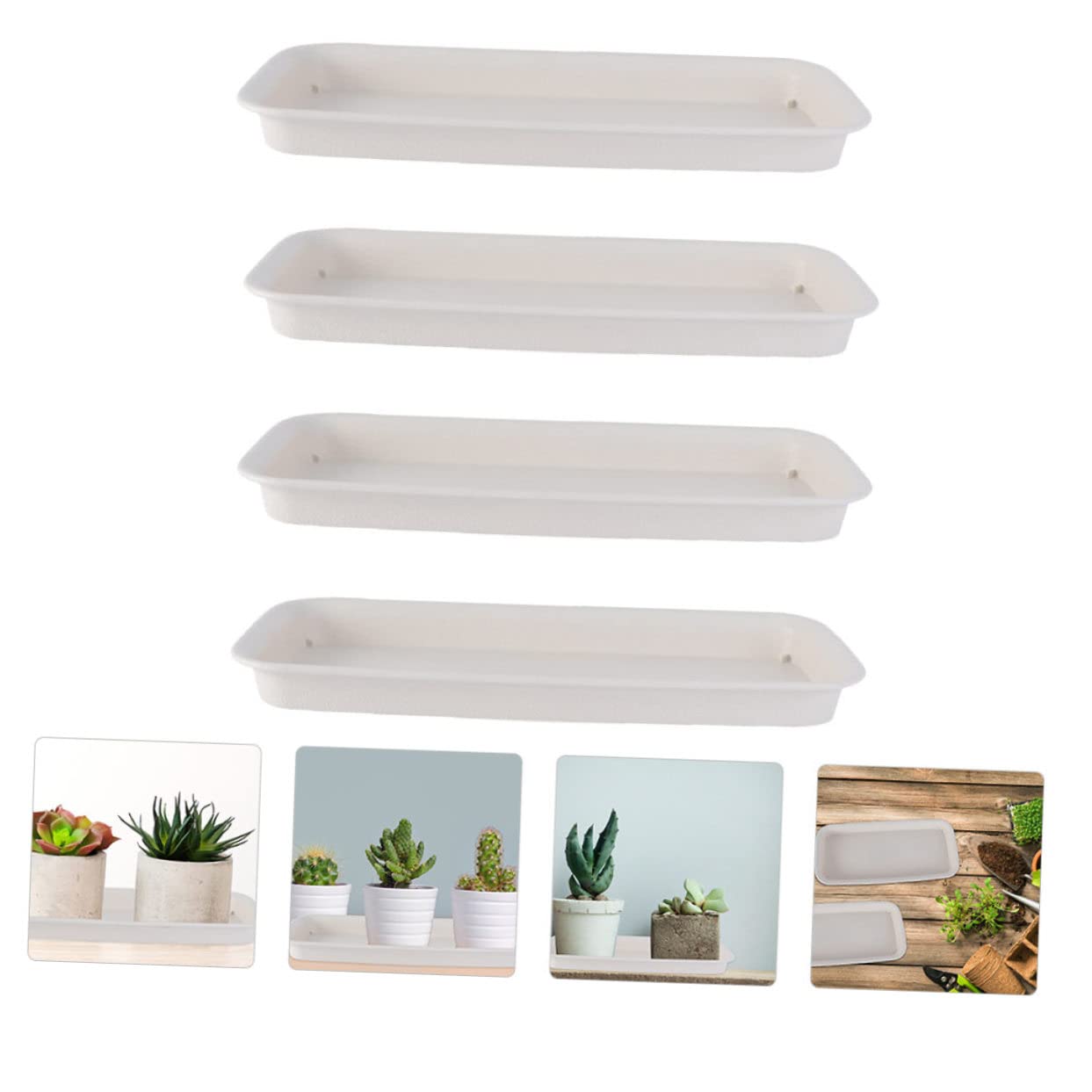 Kisangel Bandejas Rectangulares para Macetas Plato Rectangular Soporte para Macetas Fácil De Limpiar